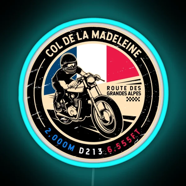 Col De La Madeleine Route Des Grandes Alpes Motorcycle RGB Neon Sign