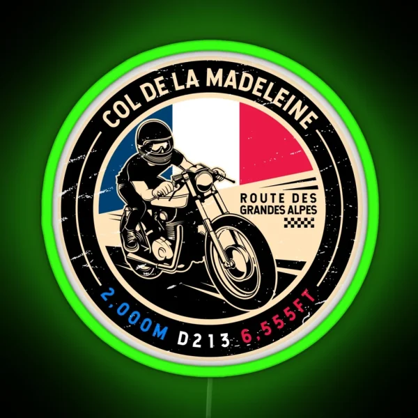 Col De La Madeleine Route Des Grandes Alpes Motorcycle RGB Neon Sign
