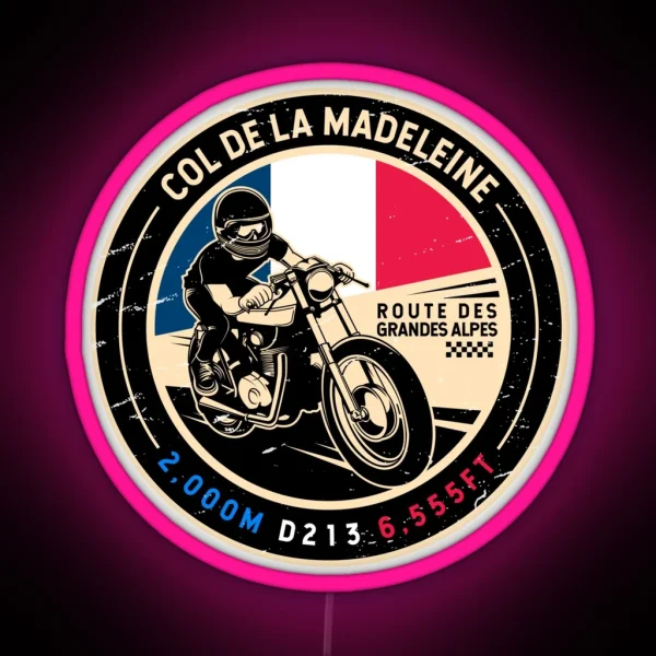 Col De La Madeleine Route Des Grandes Alpes Motorcycle RGB Neon Sign