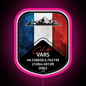 Col De Vars France Cycle And Motorcycle Led And Led Shield Route Des Grandes Alpes RGB Neon Sign