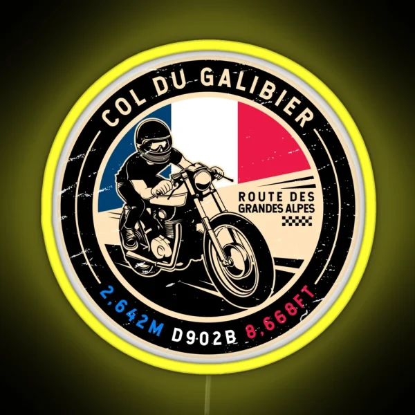 Col Du Galibier Route Des Grandes Alpes Motorcycle RGB Neon Sign
