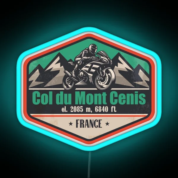 Col Du Mont Cenis France Motorcycling RGB Neon Sign