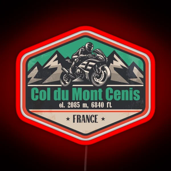 Col Du Mont Cenis France Motorcycling RGB Neon Sign