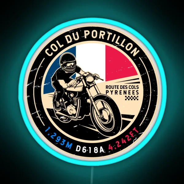 Col Du Portillon Route Des Cols Motorcycle RGB Neon Sign