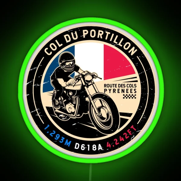 Col Du Portillon Route Des Cols Motorcycle RGB Neon Sign