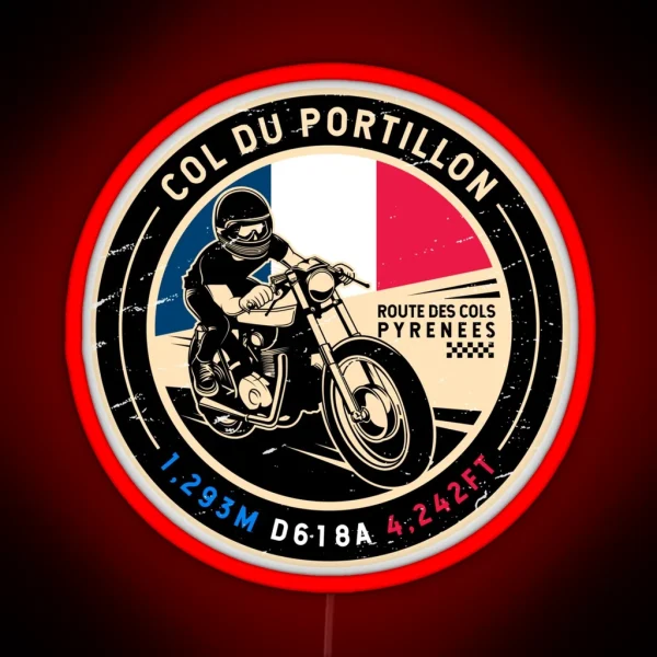 Col Du Portillon Route Des Cols Motorcycle RGB Neon Sign