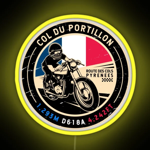 Col Du Portillon Route Des Cols Motorcycle RGB Neon Sign