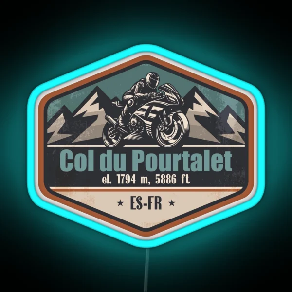 Col Du Pourtalet Pyrenees Motorcycling RGB Neon Sign