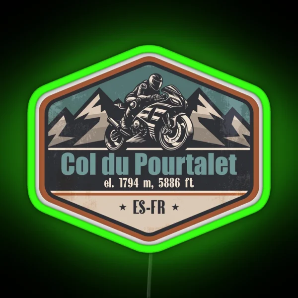 Col Du Pourtalet Pyrenees Motorcycling RGB Neon Sign