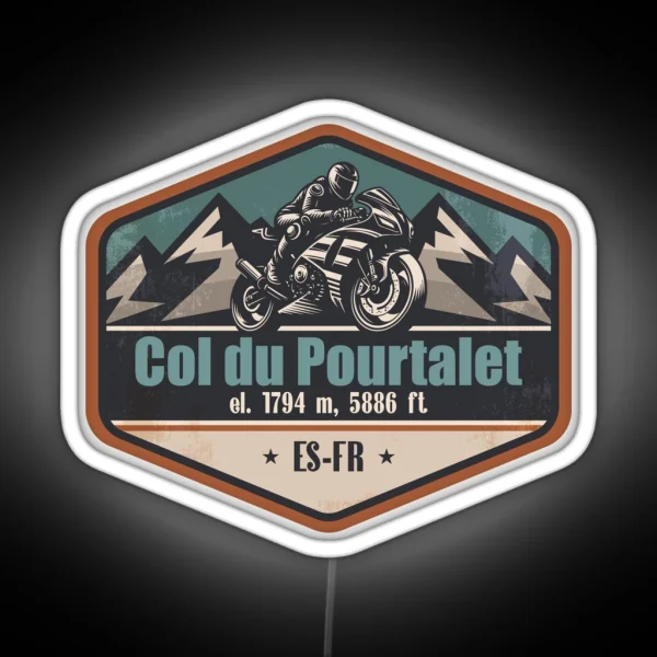 Col Du Pourtalet Pyrenees Motorcycling RGB Neon Sign