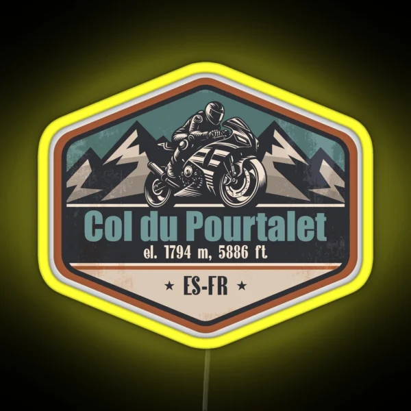 Col Du Pourtalet Pyrenees Motorcycling RGB Neon Sign