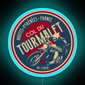 Col Du Tourmalet Motorcycle 01 Led Led Route Des Cols Pyrenees RGB Neon Sign