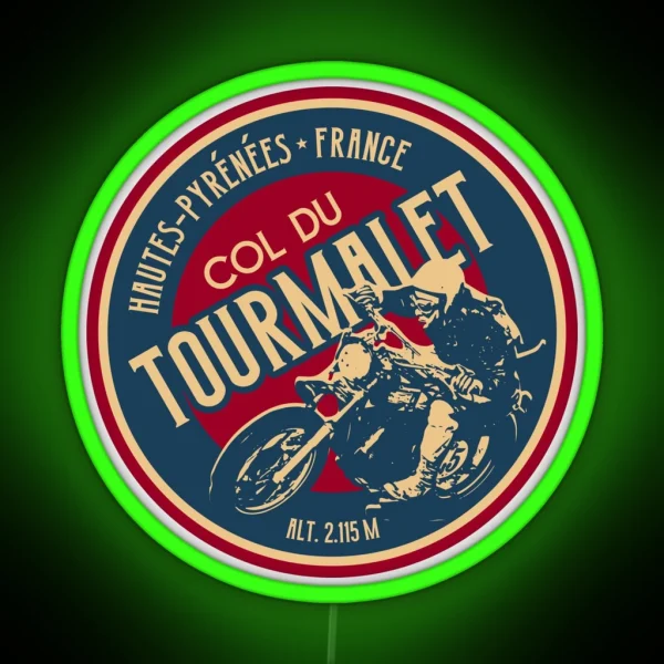 Col Du Tourmalet Motorcycle 01 Led Led Route RGB Neon Sign