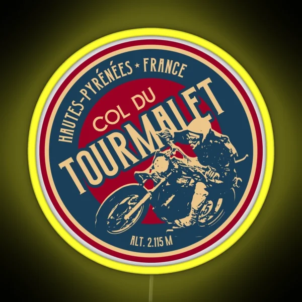 Col Du Tourmalet Motorcycle 01 Led Led Route RGB Neon Sign