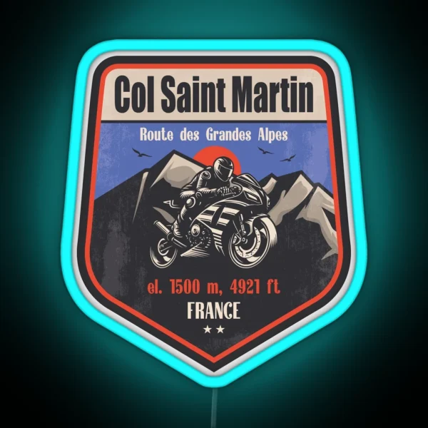 Col Saint Martin France Motorcycling Mountain Design RGB Neon Sign