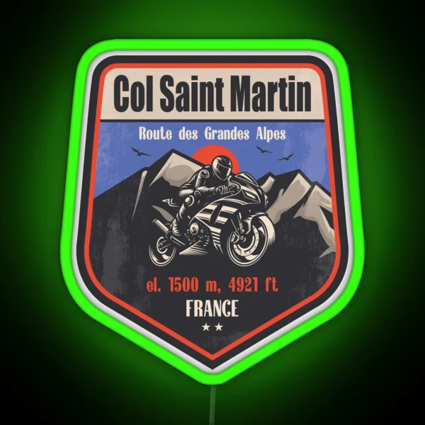 Col Saint Martin France Motorcycling Mountain Design RGB Neon Sign