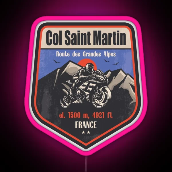 Col Saint Martin France Motorcycling Mountain Design RGB Neon Sign