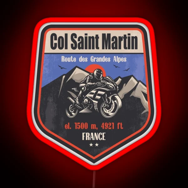 Col Saint Martin France Motorcycling Mountain Design RGB Neon Sign
