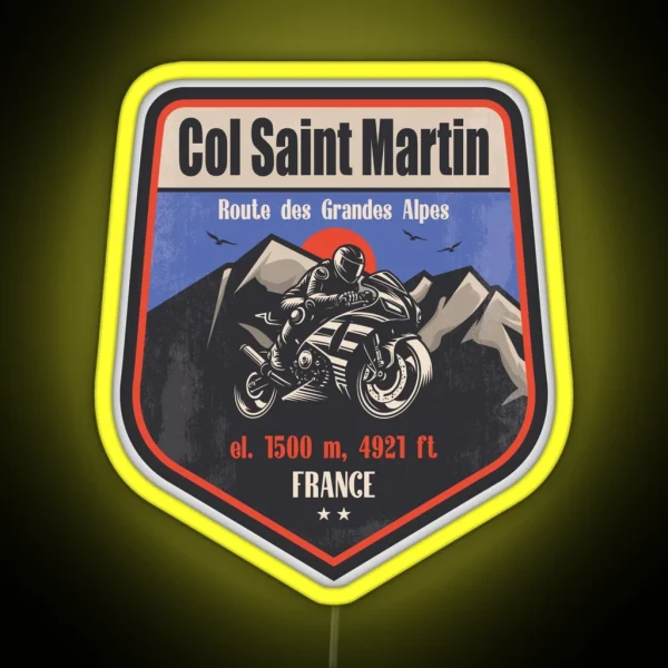 Col Saint Martin France Motorcycling Mountain Design RGB Neon Sign