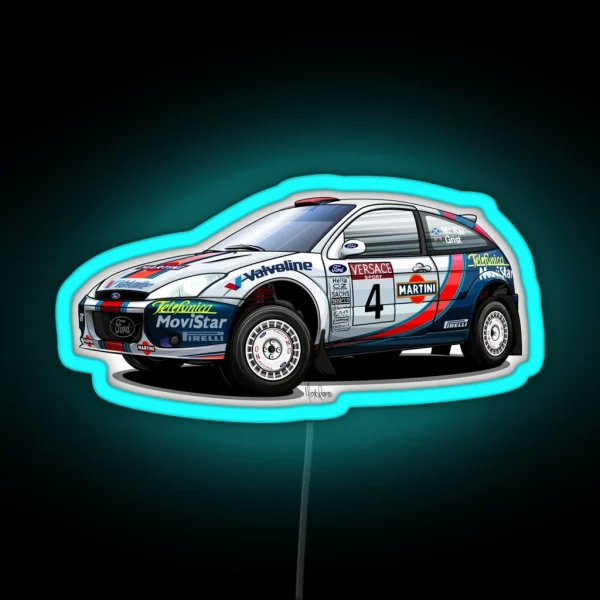Colin Mcrae S Ford Focus WRC RGB Neon Sign