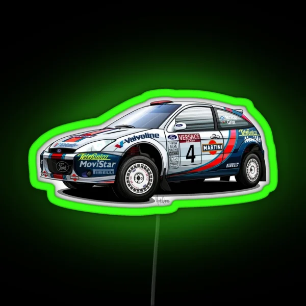 Colin Mcrae S Ford Focus WRC RGB Neon Sign