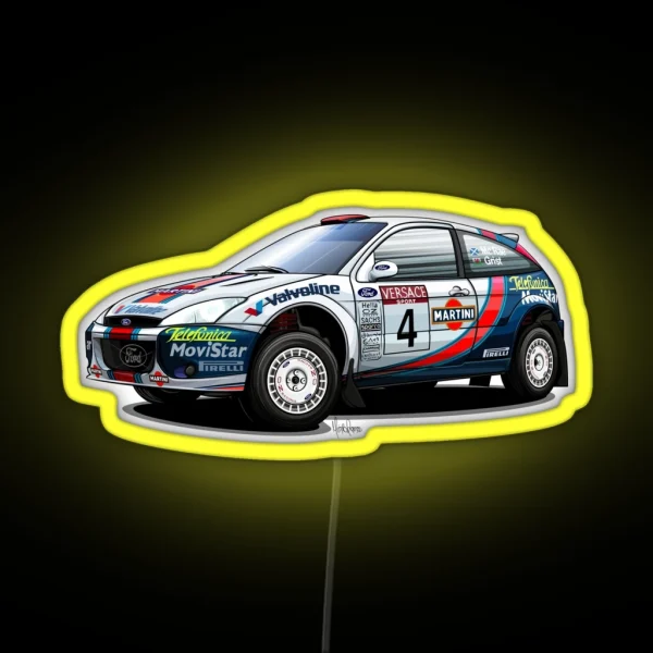 Colin Mcrae S Ford Focus WRC RGB Neon Sign
