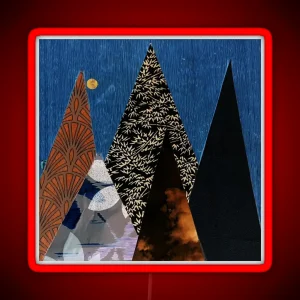 Collage Mountains Fir Trees Winter RGB Neon Sign