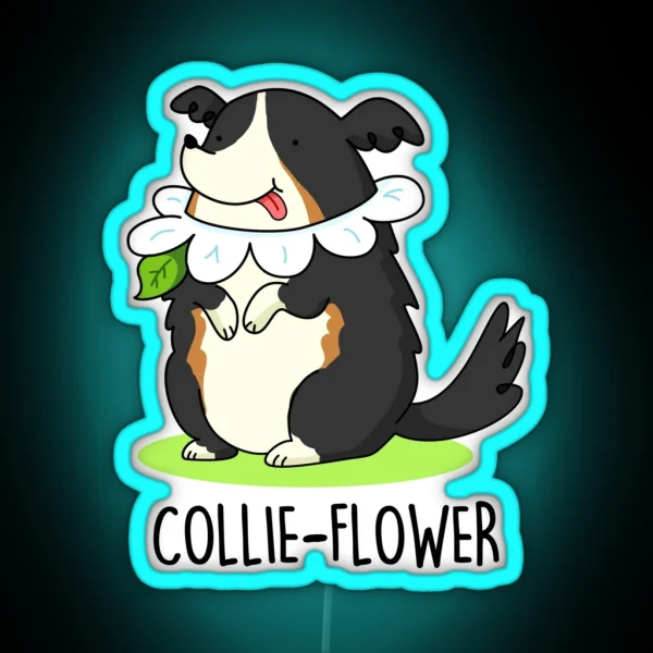 Collie Flower Funny Border Collie Dog Puns RGB Neon Sign