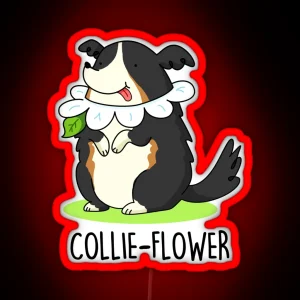 Collie Flower Funny Border Collie Dog Puns RGB Neon Sign