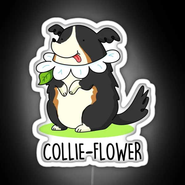 Collie Flower Funny Border Collie Dog Puns RGB Neon Sign
