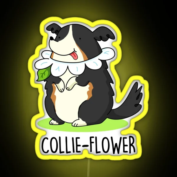 Collie Flower Funny Border Collie Dog Puns RGB Neon Sign