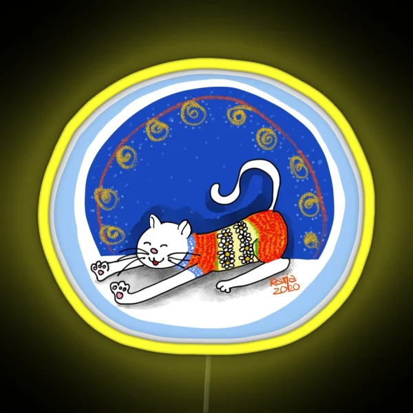 Colorful Chill Cat RGB Neon Sign