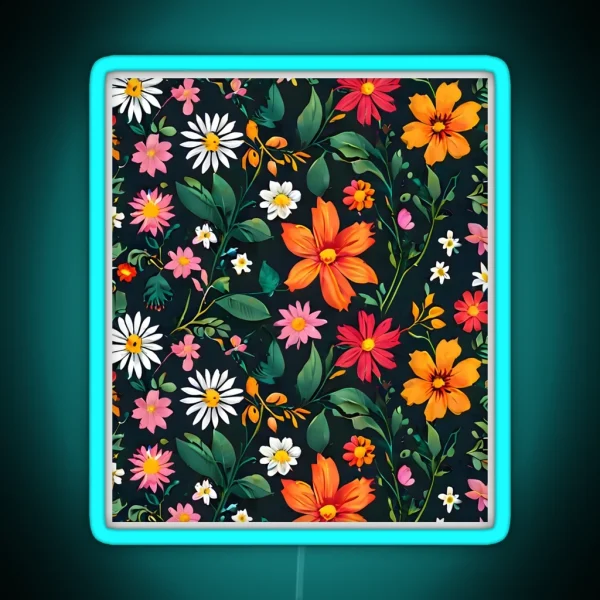 Colorful Floral Abundance RGB Neon Sign