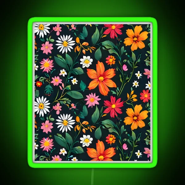 Colorful Floral Abundance RGB Neon Sign