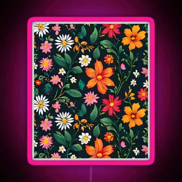 Colorful Floral Abundance RGB Neon Sign