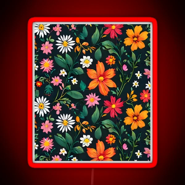 Colorful Floral Abundance RGB Neon Sign