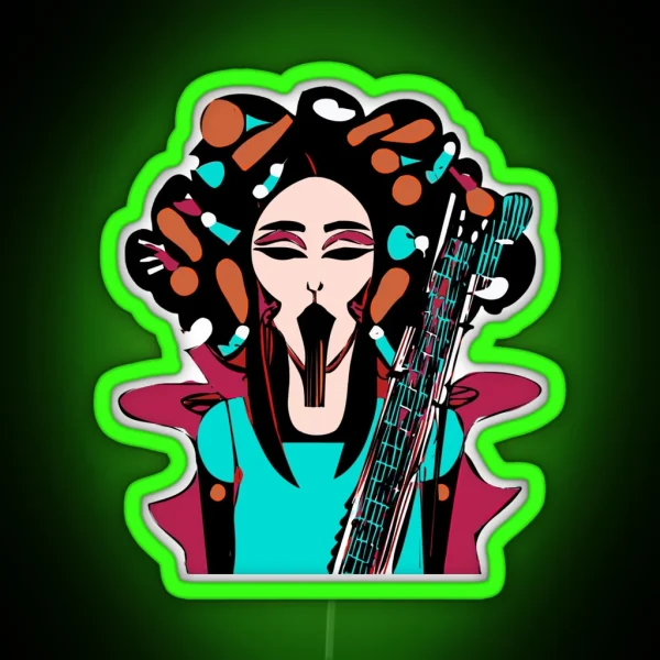 Colorful Groove A Guitar Strumming Woman RGB Neon Sign