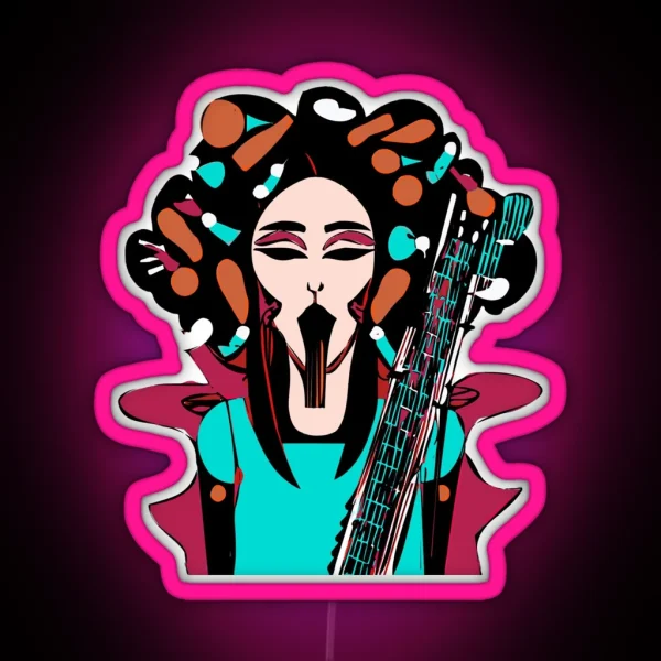 Colorful Groove A Guitar Strumming Woman RGB Neon Sign