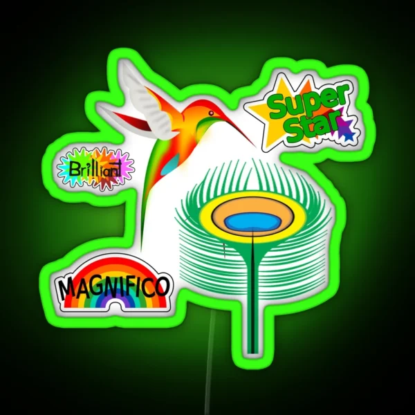 Colorful Humming Bird With Clever Sayings RGB Neon Sign