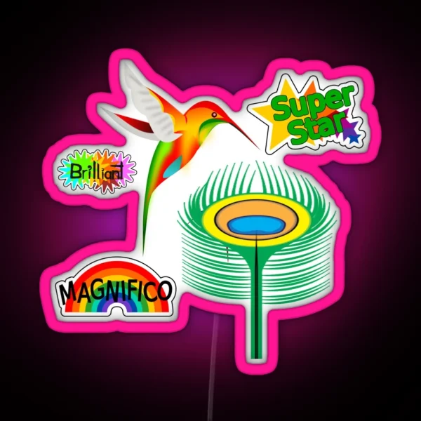 Colorful Humming Bird With Clever Sayings RGB Neon Sign