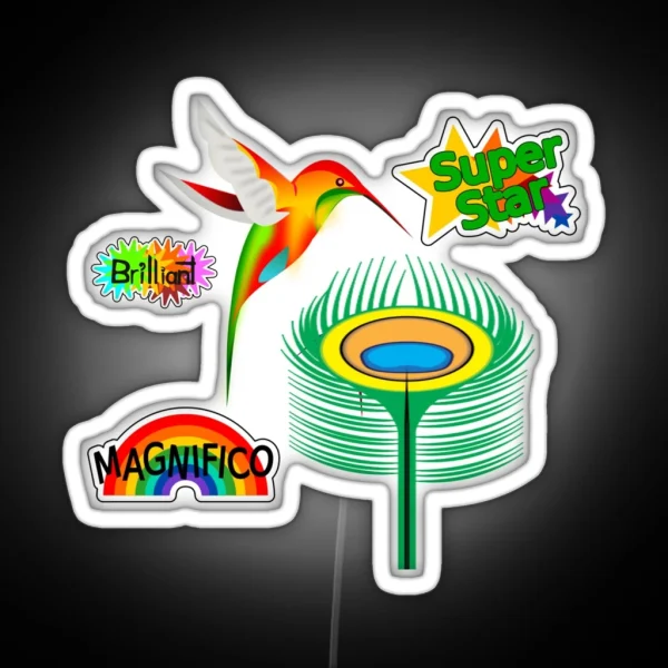 Colorful Humming Bird With Clever Sayings RGB Neon Sign