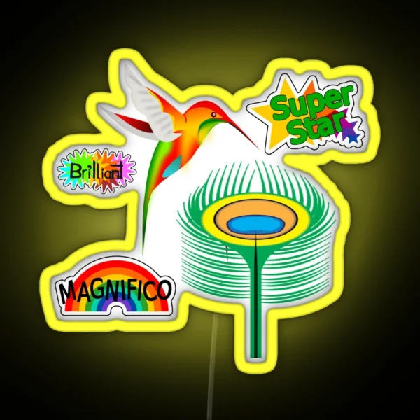 Colorful Humming Bird With Clever Sayings RGB Neon Sign