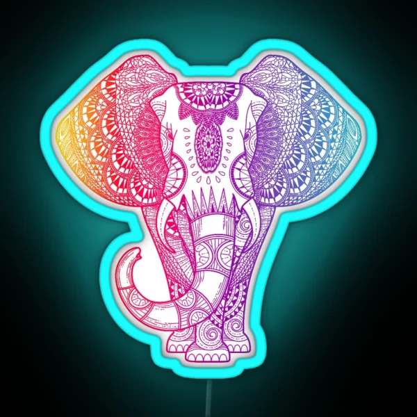 Colorful Rainbow Elephant RGB Neon Sign