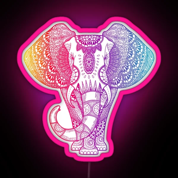 Colorful Rainbow Elephant RGB Neon Sign