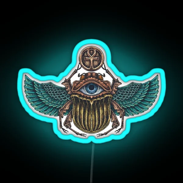 Colorful Scarab Beetle With The Eye Of Horus RGB Neon Sign