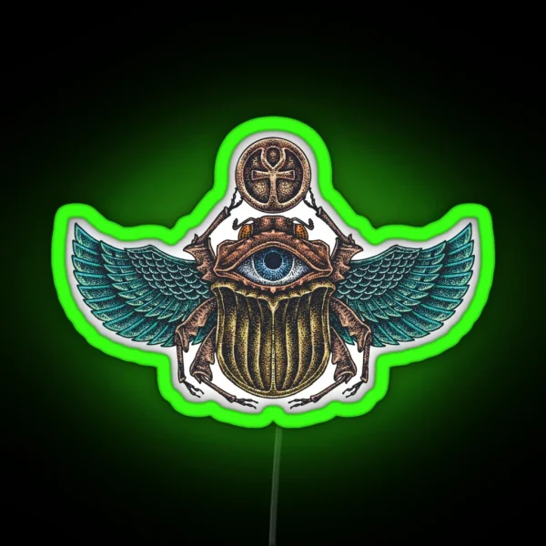 Colorful Scarab Beetle With The Eye Of Horus RGB Neon Sign