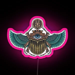 Colorful Scarab Beetle With The Eye Of Horus RGB Neon Sign