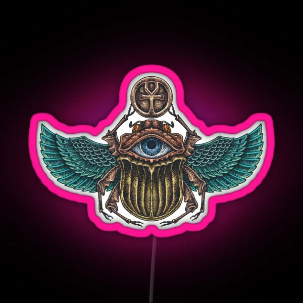 Colorful Scarab Beetle With The Eye Of Horus RGB Neon Sign
