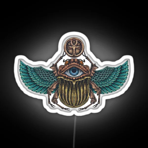 Colorful Scarab Beetle With The Eye Of Horus RGB Neon Sign