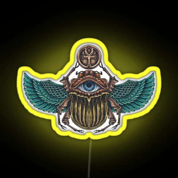 Colorful Scarab Beetle With The Eye Of Horus RGB Neon Sign